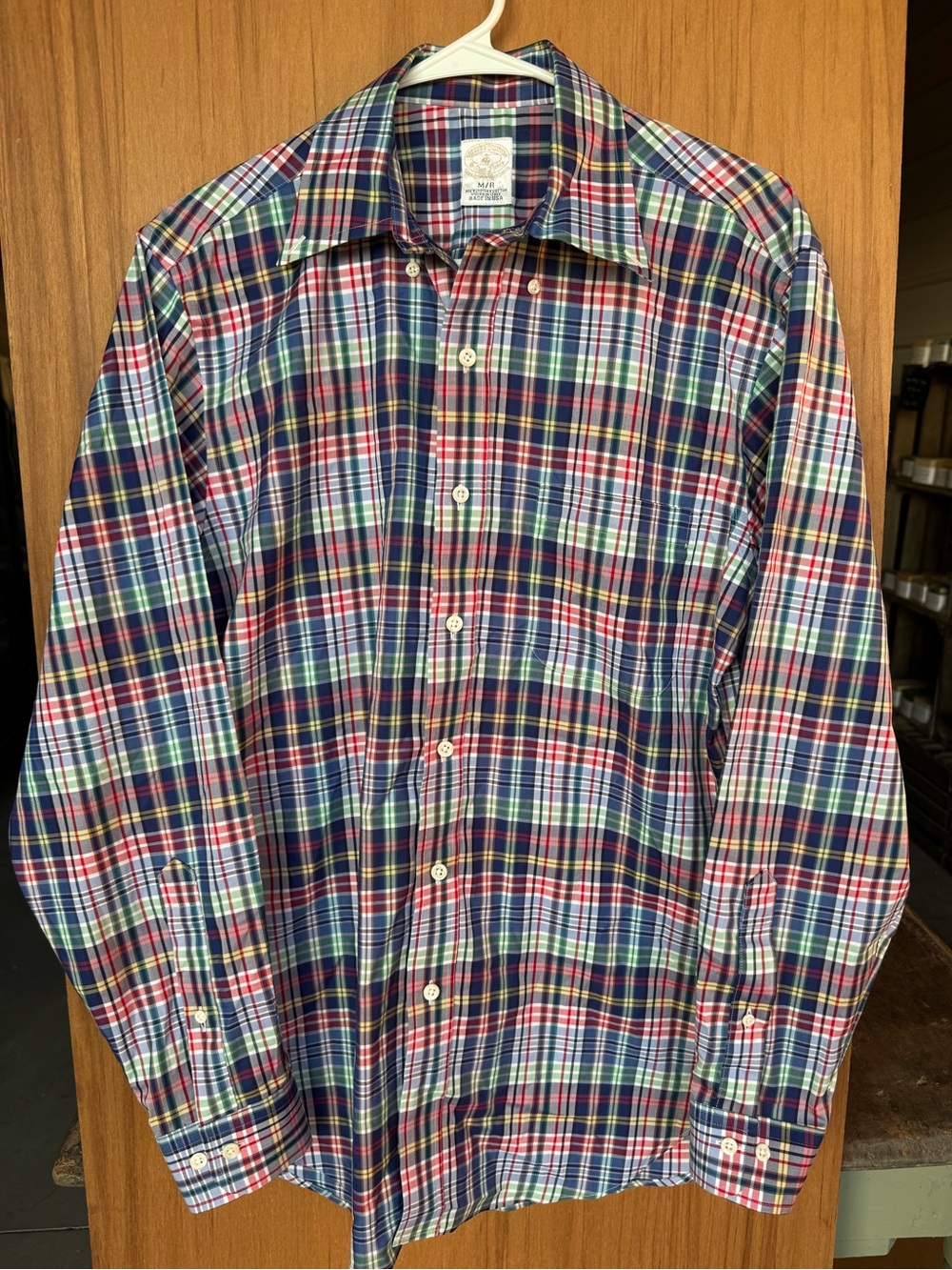Brooks Brothers 100% Cotton Men’s M Madras Plaid Button Down Shirt Golden Fleece